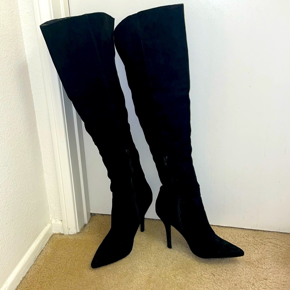 Qupid Over the Knee Faux Suede Boots w/ Heels